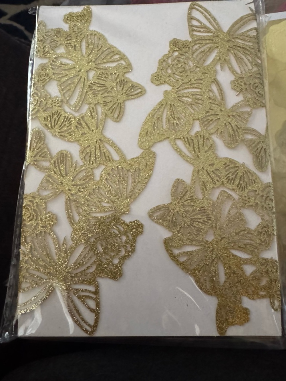 Gold Glitter Butterfly Laser Cut Invitations